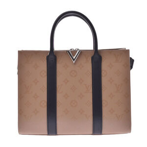 Louis Vuitton Monogram Very Tote Bag Sesame Noir Black Leather
